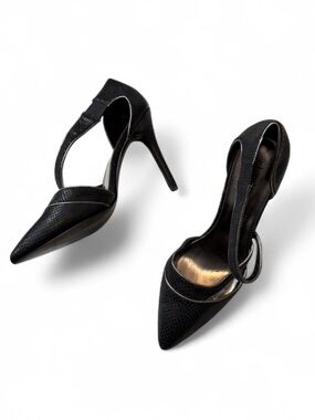 Charles by Charles David Black Snake Print D'Orsay Stillettos, Women's Size 8